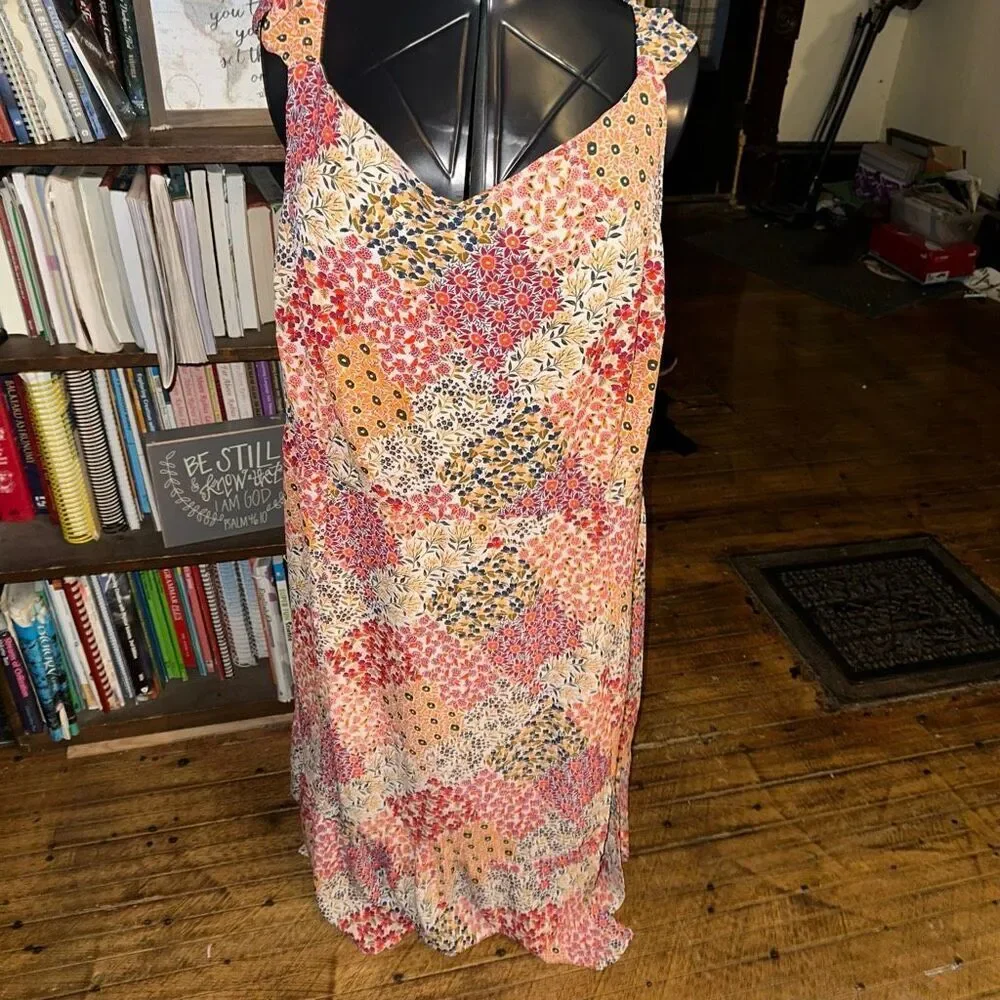 Donna Morgan fairycore boho patchwork 22W woven midi dress